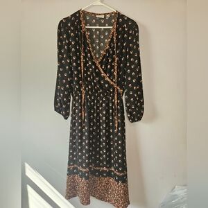 New York and Company midi length dark floral dress